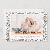 Moderne kerstboomflessen botanisch patroon feestdagenkaart (Voorkant)