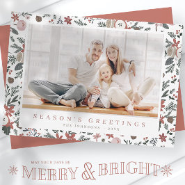 Moderne kerstboomflessen botanisch patroon feestdagenkaart