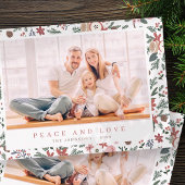 Moderne kerstboomflessen botanisch patroon feestdagenkaart