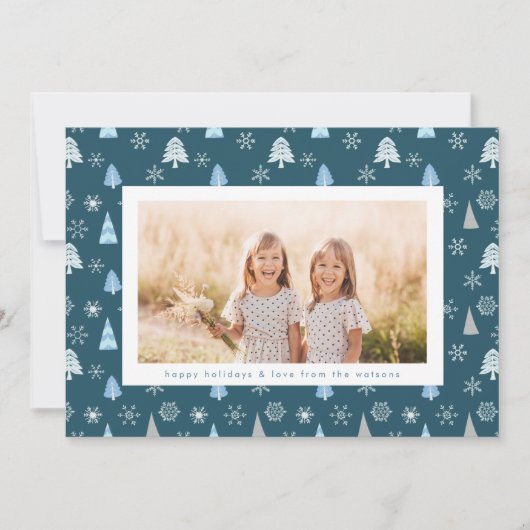 Moderne kerstboomfoto Aangepaste tekst Feestdagenkaart (Voorkant)