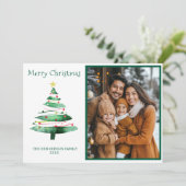 MODERNE KERSTBOOMFOTO FEESTDAGENKAART (Staand voorkant)
