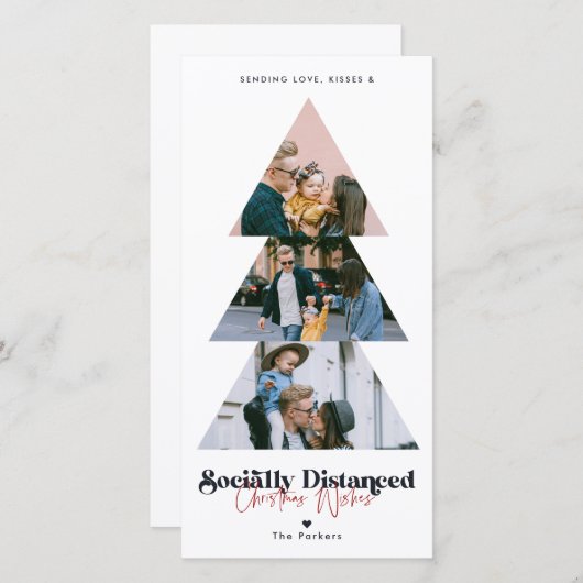 Moderne kerstboomfotocollage-feestdag feestdagenkaart (Voorkant / Achterkant)
