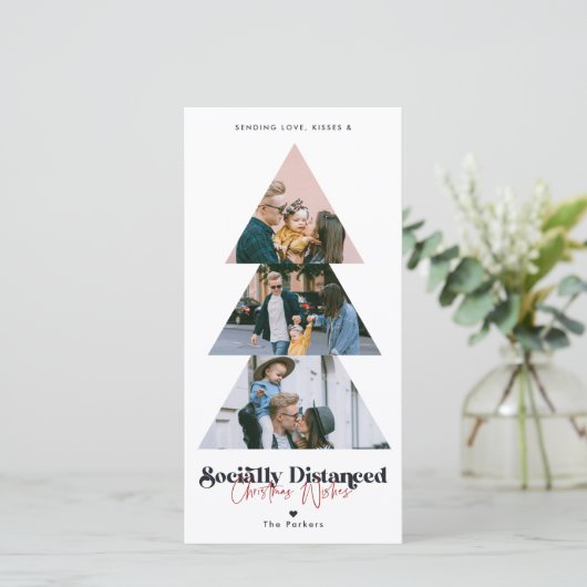 Moderne kerstboomfotocollage-feestdag feestdagenkaart (Staand voorkant)