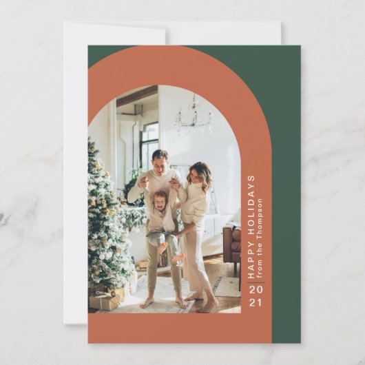 Moderne kerstboomfoto's met feestdag feestdagenkaart (Voorkant)