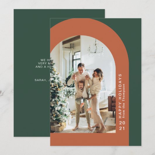 Moderne kerstboomfoto's met feestdag feestdagenkaart (Voorkant / Achterkant)