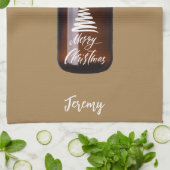 Moderne kerstboomgaard Beer Jug Theedoek (Gevouwen)