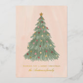 Moderne kerstboomgaard Gold Foil-feestkaart Folie Feestdagenkaart (Voorkant)