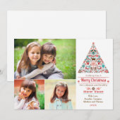 Moderne kerstboomkaart Multi-Photo Holiday Card Feestdagenkaart (Voorkant / Achterkant)