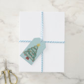 Moderne kerstboomkerst cadeaulabel (Met Touw)