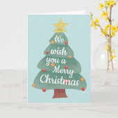 Moderne kerstboomkerst kaart (Gele Bloem)