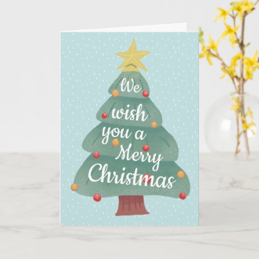 Moderne kerstboomkerst kaart (Gele Bloem)
