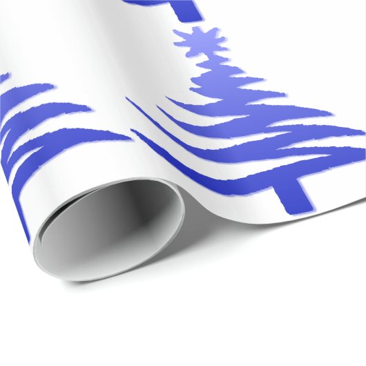 Moderne kerstboomklep Afdrukblauw Cadeaupapier (Rol Hoek)