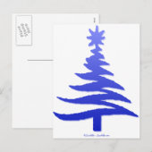 Moderne kerstboomklep Afdrukblauw Feestdagenkaart (Voorkant / Achterkant)