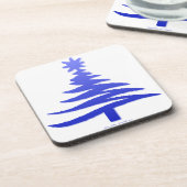 Moderne kerstboomklep Afdrukblauw Onderzetter (Linkerzijde)