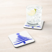 Moderne kerstboomklep Afdrukblauw Onderzetter (Rechterzijde)