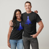 Moderne kerstboomklep Afdrukblauw T-shirt (Unisex)