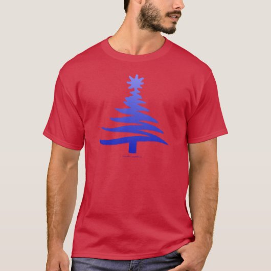 Moderne kerstboomklep Afdrukblauw T-shirt (Voorkant)