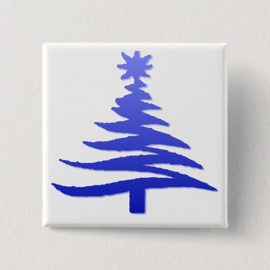 Moderne kerstboomklep Afdrukblauw Vierkante Button 5,1 Cm (Voorkant)