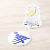 Moderne kerstboomklep Afdrukblauw Zandsteen Onderzetter (Zijkant)