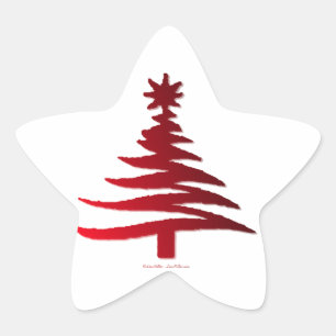 Moderne kerstboomkleur Rood afdrukken Ster Sticker