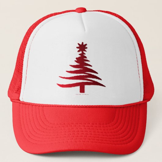 Moderne kerstboomkleur Rood afdrukken Trucker Pet (Voorkant)