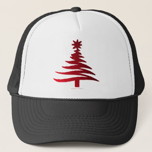 Moderne kerstboomkleur Rood afdrukken Trucker Pet (Voorkant)
