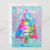 Moderne kerstboomkleuren glitter kaart (Voorkant)