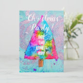 Moderne kerstboomkleuren glitter kaart (Staand voorkant)