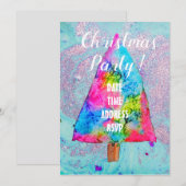 Moderne kerstboomkleuren glitter kaart (Voorkant / Achterkant)