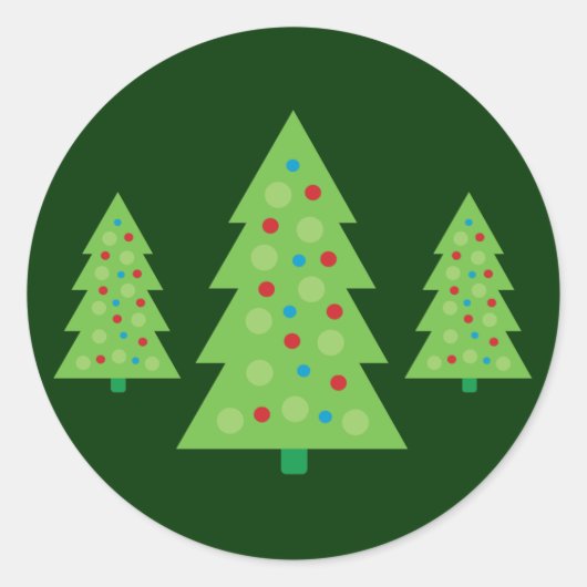Moderne kerstboomkunst ronde sticker (Voorkant)
