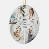 Moderne kerstboommonogram vier foto keramisch ornament (Rechts)