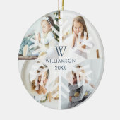 Moderne kerstboommonogram vier foto keramisch ornament (Links)
