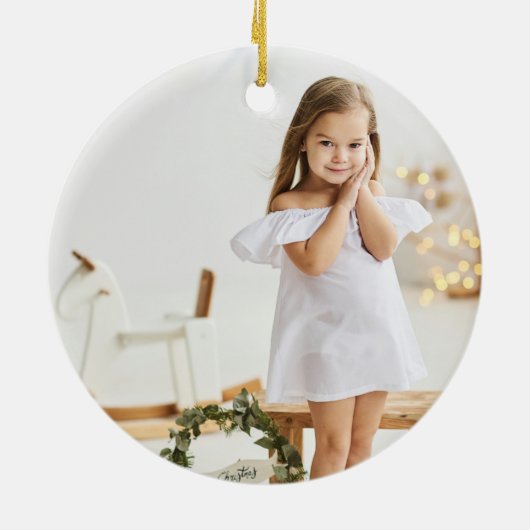 Moderne kerstboommonogram vier foto keramisch ornament (Achterkant)