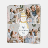 Moderne kerstboommonogram vier foto keramisch ornament (Links)