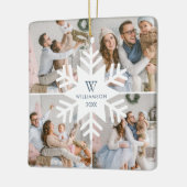 Moderne kerstboommonogram vier foto keramisch ornament (Links)
