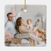 Moderne kerstboommonogram vier foto keramisch ornament (Achterkant)