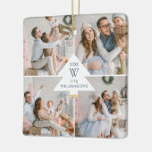Moderne kerstboommonogram vier fotoserie keramisch ornament (Links)