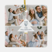 Moderne kerstboommonogram vier fotoserie keramisch ornament (Voorkant)