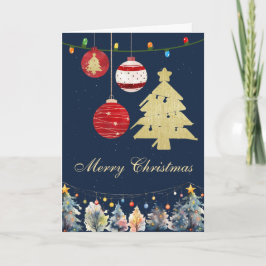Moderne Kerstboomornamenten Sneeuw Feestdagen Kaart