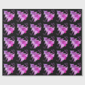 Moderne kerstboompatronen zwart en roze cadeaupapier (Vlak)