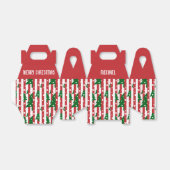 Moderne kerstboomroen groen gestreept patroon bedankdoosjes (Uitgevouwen)