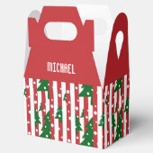 Moderne kerstboomroen groen gestreept patroon bedankdoosjes (Geopend)