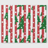 Moderne kerstboomroen groen gestreept patroon cadeaupapier (Vlak)