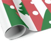Moderne kerstboomroen groen gestreept patroon cadeaupapier (Rol Hoek)