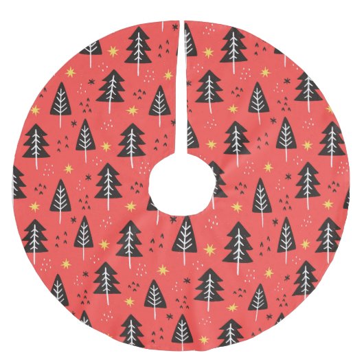 Moderne kerstboomroodkleuren - Oranje kleurenpatro Kerstboom Rok (Voorkant)