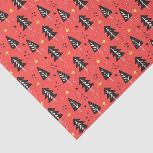 Moderne kerstboomroodkleuren - Oranje kleurenpatro Tissuepapier (Detail)