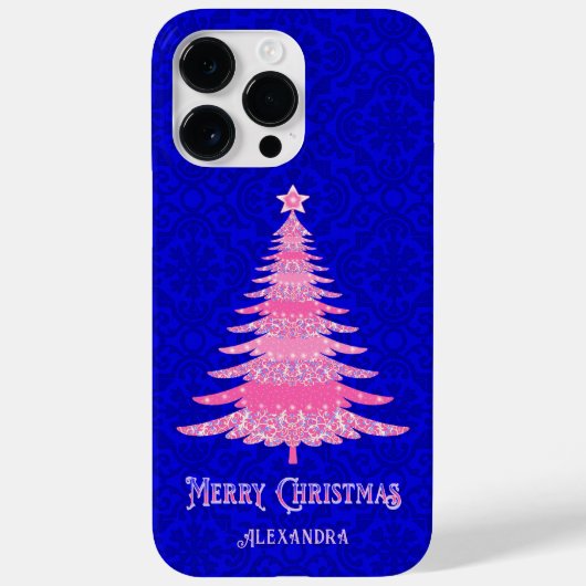 Moderne kerstboomroze, speciaal gepersonaliseerde  Case-Mate iPhone case (Achterkant)