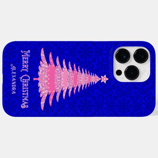 Moderne kerstboomroze, speciaal gepersonaliseerde Case-Mate iPhone case (Achterkant (horizontaal))