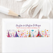 Moderne kerstboomruitadres etiket (Insitu)