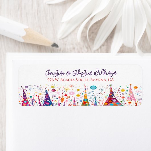 Moderne kerstboomruitadres etiket (Insitu)